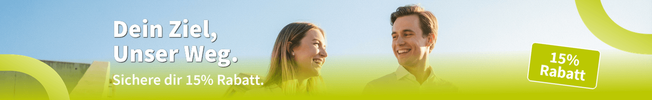 "Dein Ziel, unser Weg." - 15% Rabatt für deine nächste Karrierestufe!